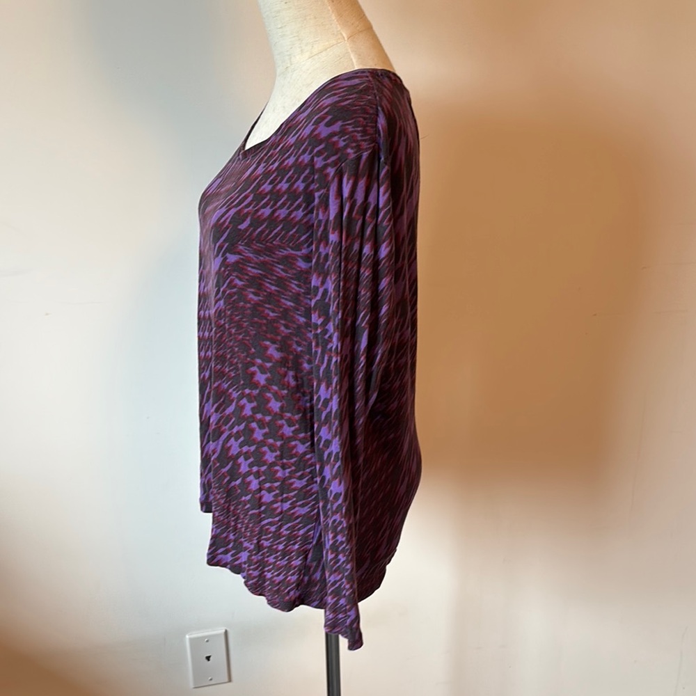 Daisy Fuentes Purple Black Relaxed Long Sleeve Tunic - Picture 3 of 4